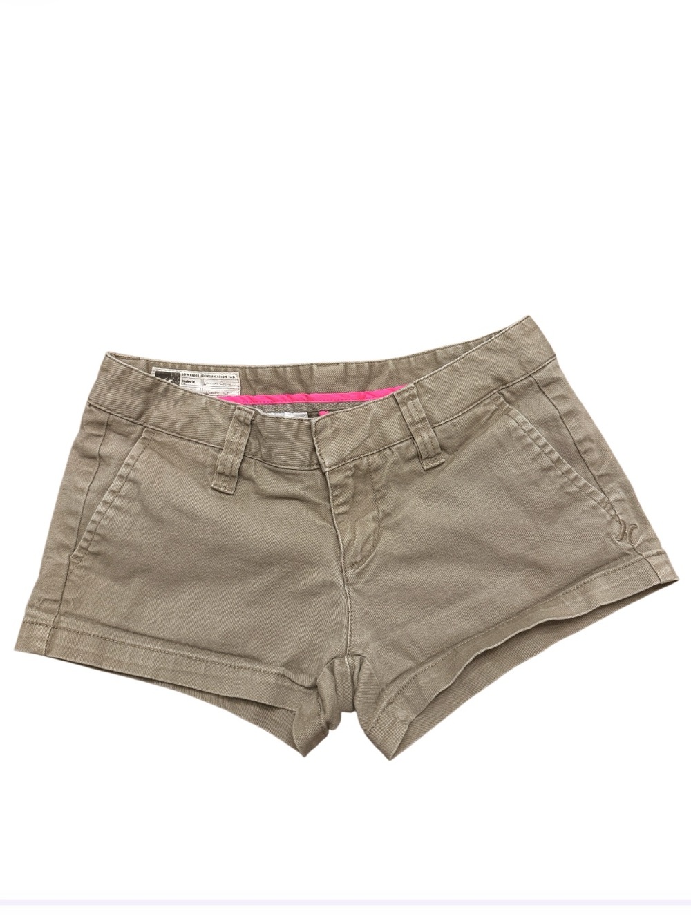 Vintage Y2K Hurley low-rise khaki shorts, Pockets, Size 0/26